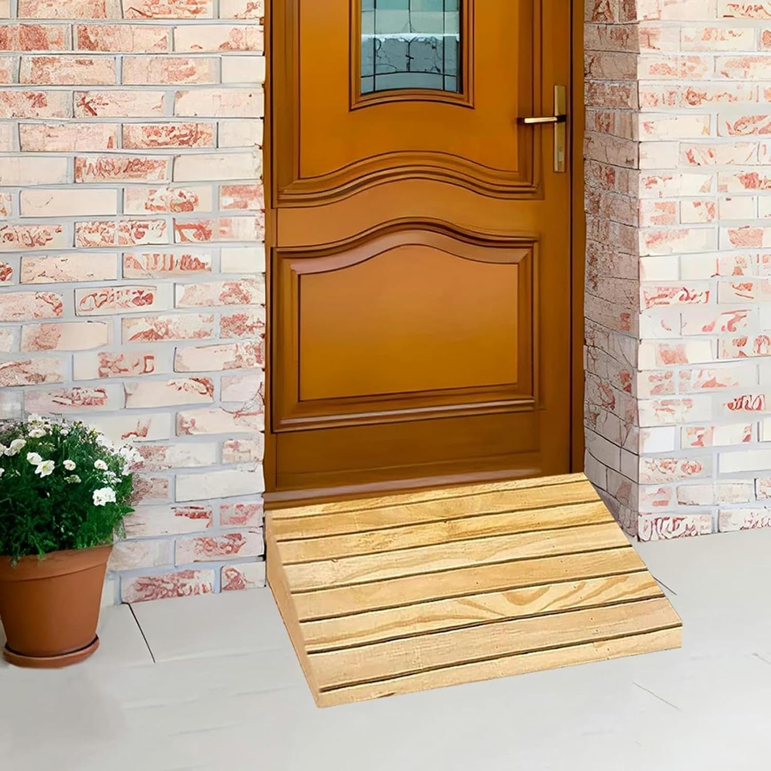 Threshold Ramp, Curb Ramp, Entry Ramp for Doorway, Solid Wood Wheelchair Threshold Ramp, Wooden Steps Stairs Ramp/Slope for Scooter Bike