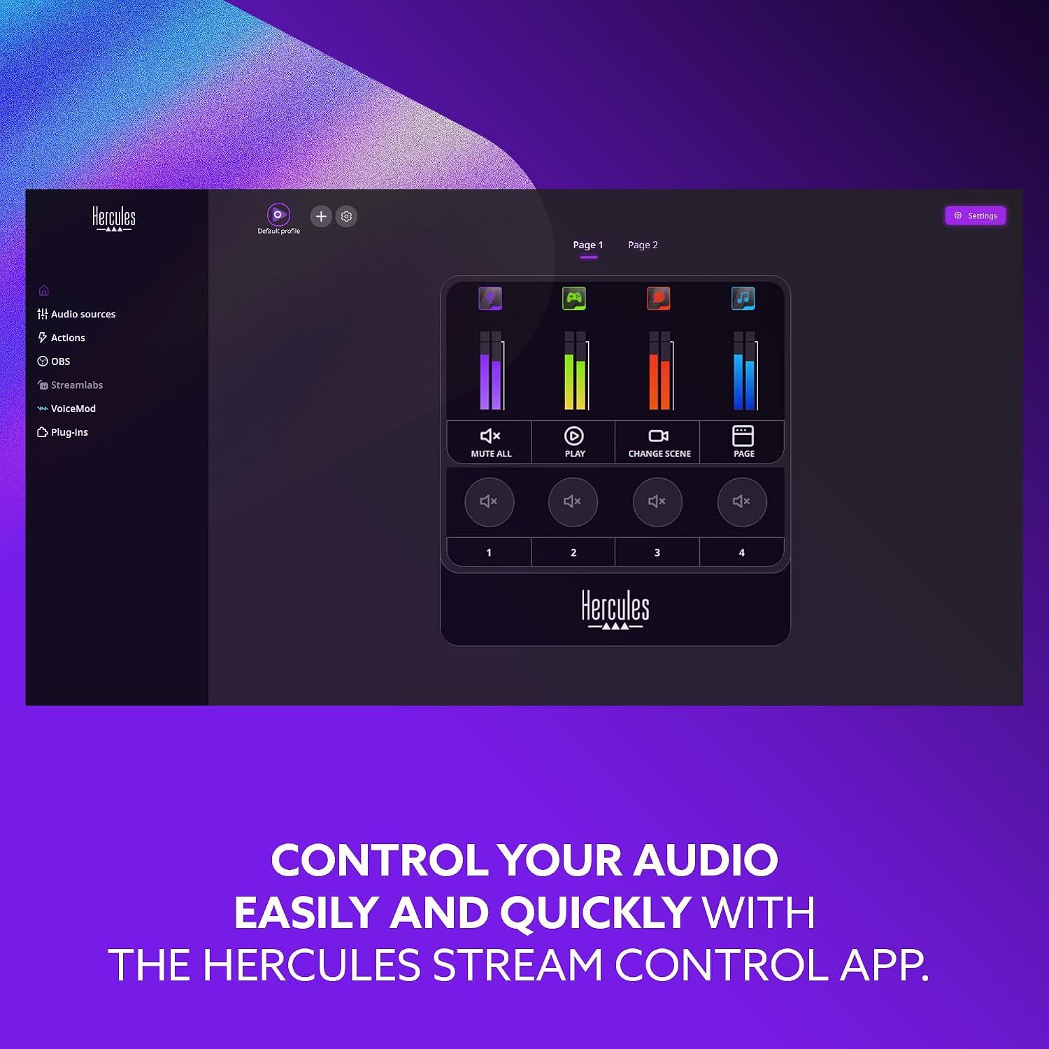 Hercules Stream Starter Kit, Includes Stream 100 and HUD-600 USB Microphone + 3 Months Voicemod Pro, Core Streaming apps pre-Integrated (OBS, Streamlabs), Compatible with PC Only