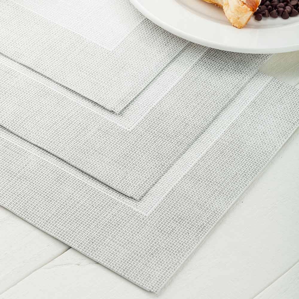 Restaurantware Luxenap 15.75 Inch Disposable Napkins 600 Soft Linen Like Napkins - Absorbent Air Laid White With Gray Threads Paper Cloth Like Napkins Pre-folded For Dinner Party Guests