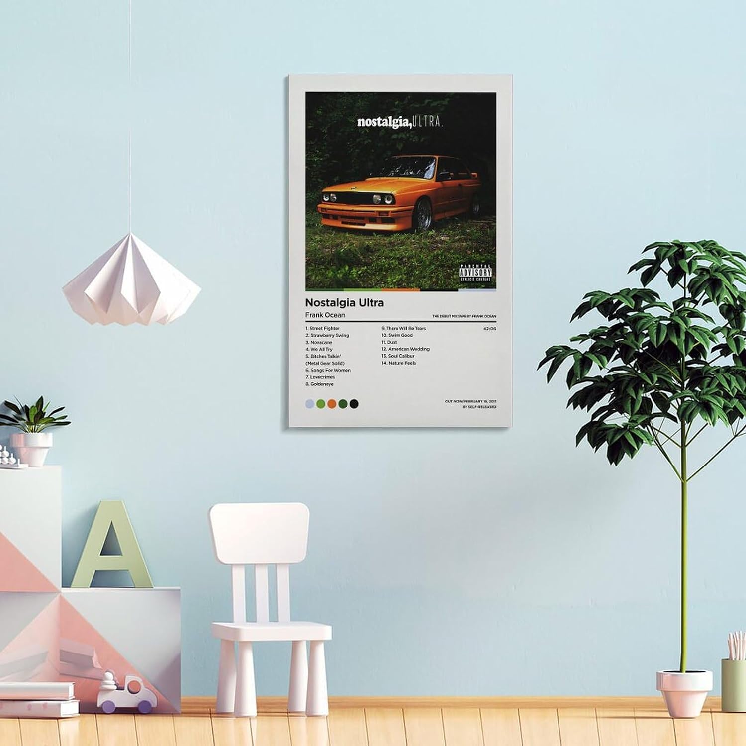 ZANLIART Frank Ocean - Nostalgia Ultra Album Cover Canvas Print Music Poster for Room Aesthetic Frame:16x24inch(40x60cm)
