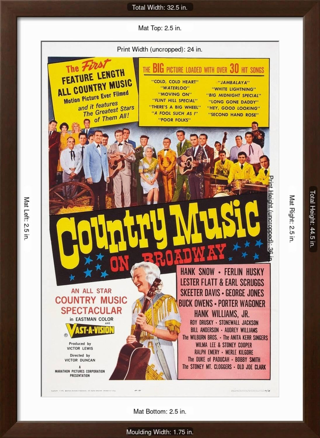 ART.COM Wall Art Print Country Music on Broadway on Brown Frame, 32' x 44'