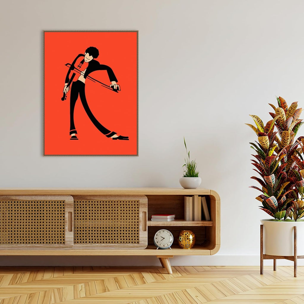 Amanti Art Framed Canvas Wall Art 42x32 The Violin by Mark Rogan, Framed Wall Art Canvas, Music Artwork, Traditional Decor, Oversize Poster Painting for Living Room, Bedroom, Bathroom, Kitchen,