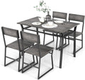 Giantex Dining Table Set for 4, 47'L x 28'W Rectangular Kitchen Table w/ 4 Trapezoid Chairs, Reinforced Metal Frame & Storage Rack, Industrial Space-Saving Dinette Set for Kitchen Dining Room (Grey)