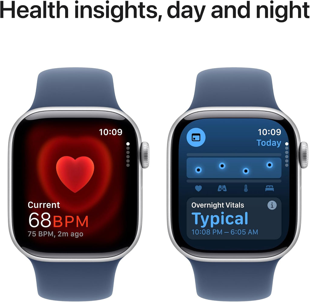 Apple Watch Series 10 [GPS + Cellular, 46mm] - Silver Aluminum Case with Denim Sport Band, M/L (Renewed)