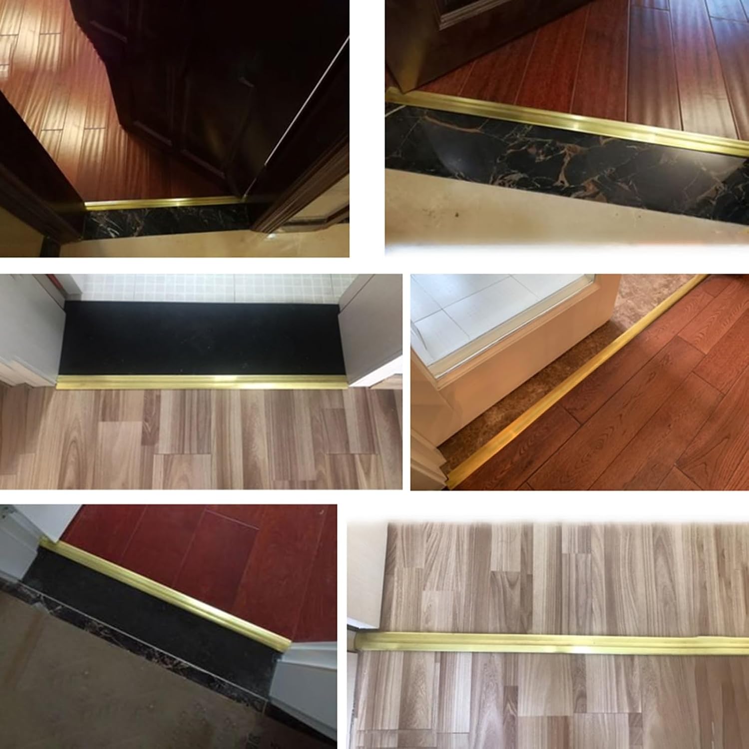 Vibeo Threshold Strip 90 100 110 120 130 140 150 Cm Long Brass Floor Transition Strip, 3 3.5 4 5 6 Cm Wide Threshold Seal Bar, Wood to Tile Floor Divider Strip(L120cm(47 1/4'),W5cm(2'))