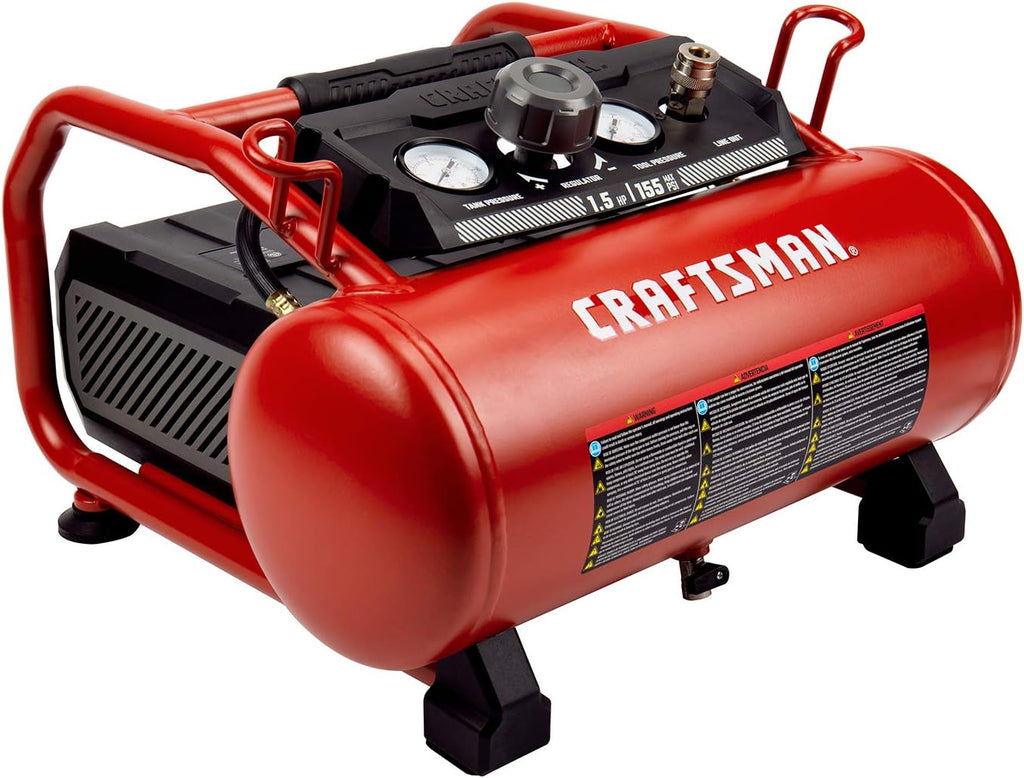 Craftsman Air Compressor 3 Gallon Portable Hotdog Air Compressor, Max 155 PSI 2.6 CFM@90psi Oil-Free Electric Workshop Air Compressors, CMXECXA0200341