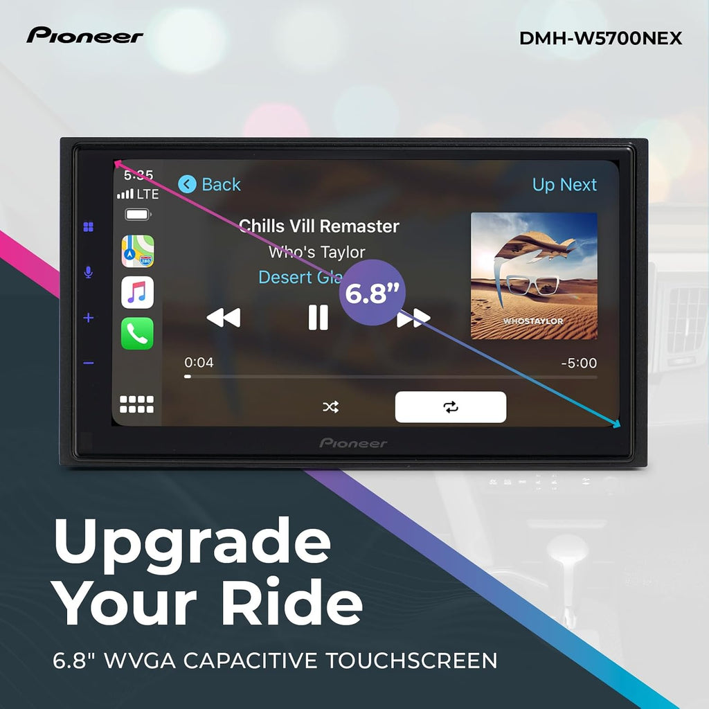 Pioneer DMH-WC5700NEX 6.8' Capacitive Touchscreen, Modular Chassis – Wireless & Wired Apple CarPlay & Android Auto, Amazon Alexa, Bluetooth, FLAC, Backup Camera, Hi-Volt RCA