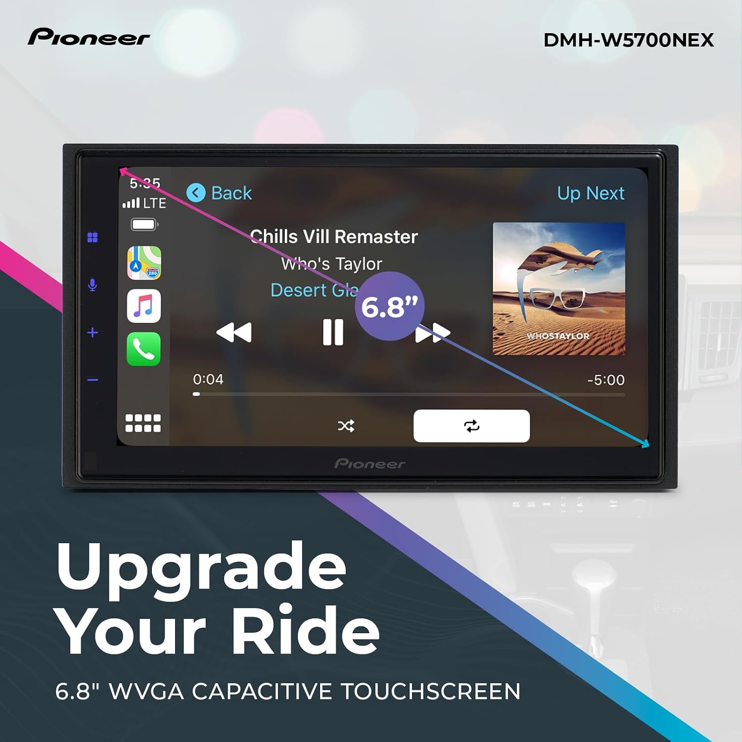 Pioneer DMH-WC5700NEX 6.8' Capacitive Touchscreen, Modular Chassis – Wireless & Wired Apple CarPlay & Android Auto, Amazon Alexa, Bluetooth, FLAC, Backup Camera, Hi-Volt RCA