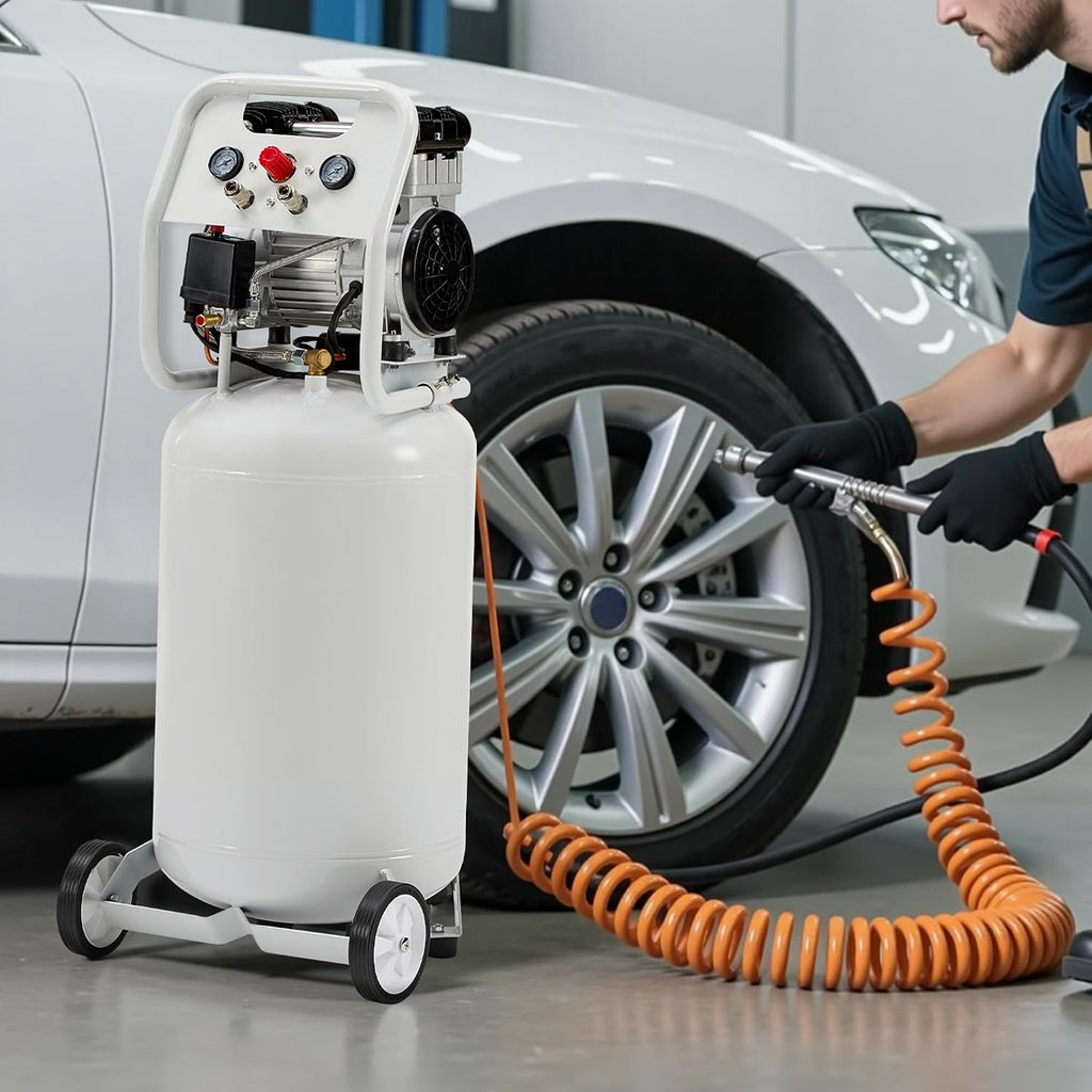 Albott 20 Gallon Electric Air Compressor, 1.8 HP Vertical Wheeled Tank | Oil-Free Air Compressor with Copper Motor 120 PSI Max Garage Air Supply Pneumatic Tool Tire Inflation Use