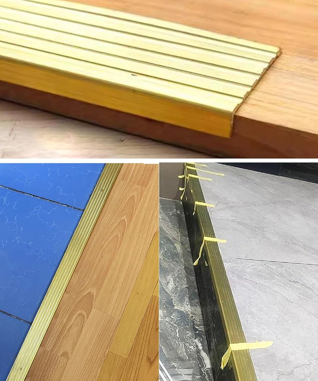 Non-Slip Stair Edge Protector Solid Brass, L Molding Stair Nosing Strips for Stair Step Exterior, Floor Transition Strip Edge Guard for Tile/Wood(30x34mm(1 1/8' x1 3/8'))