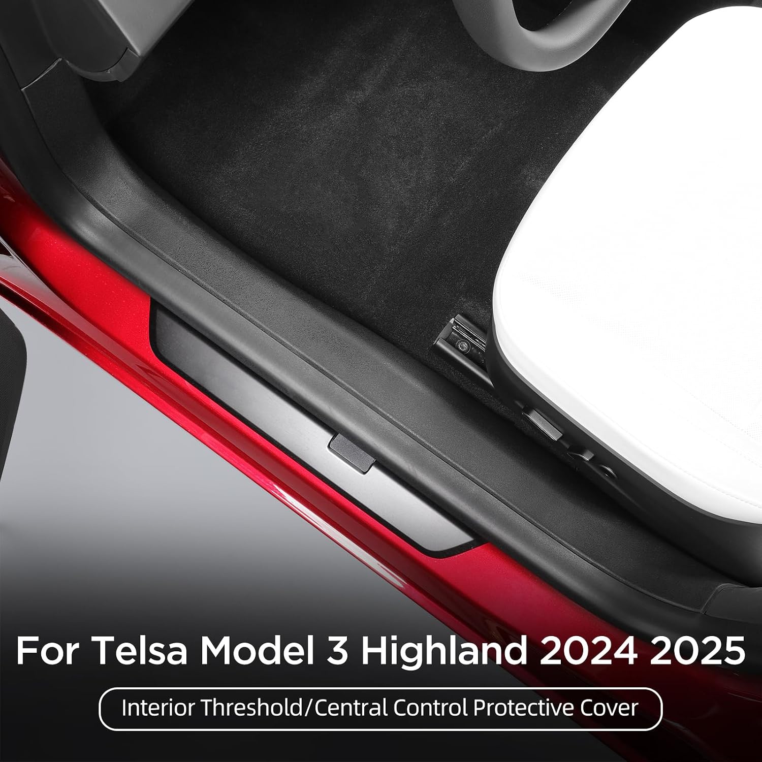 LUCKEASY 7PCS for Tesla Model 3 Highland 2026 2025 2024 Front Rear Door Threshold Strip Center Console Lower 2nd Row Seat Lower Protector Anti-dust Pads TPE for Tesla Model 3 Accessories Black