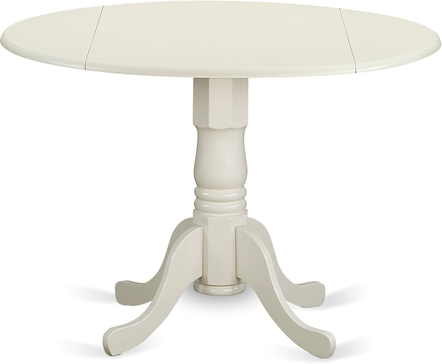 East West Furniture DLBO3-WHI-W 3 Piece Dining Room Table Set Contains a Round Kitchen Table with Dropleaf and 2 Dining Chairs, 42x42 Inch, Linen White