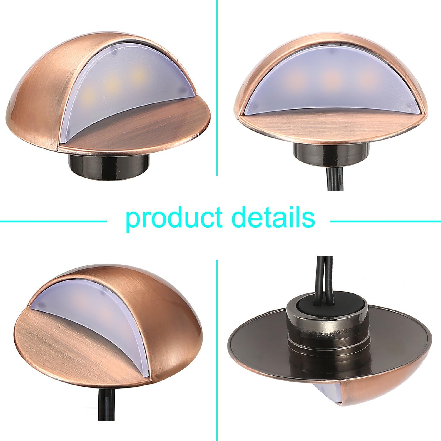 FVTLED LED Deck Lights Kit, Pack of 20 Low Voltage Step Stair Lights Φ1.97 Outdoor Garden Yard Recessed Landscape Pathway Warm White LED Deck Lighting, Bronze