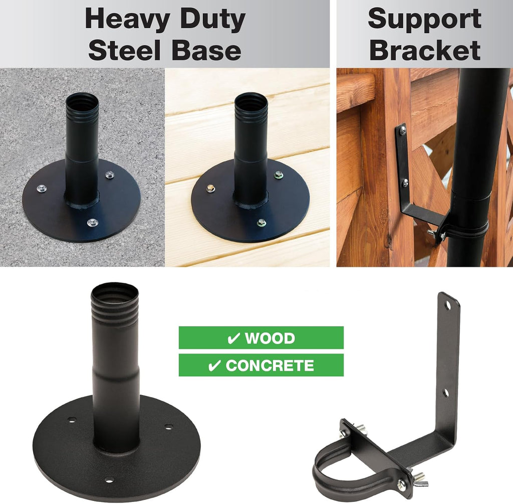 Premium String Light Poles - 4 Pack - Extends to 10 Feet – Deck Mount (Wood/Concrete)