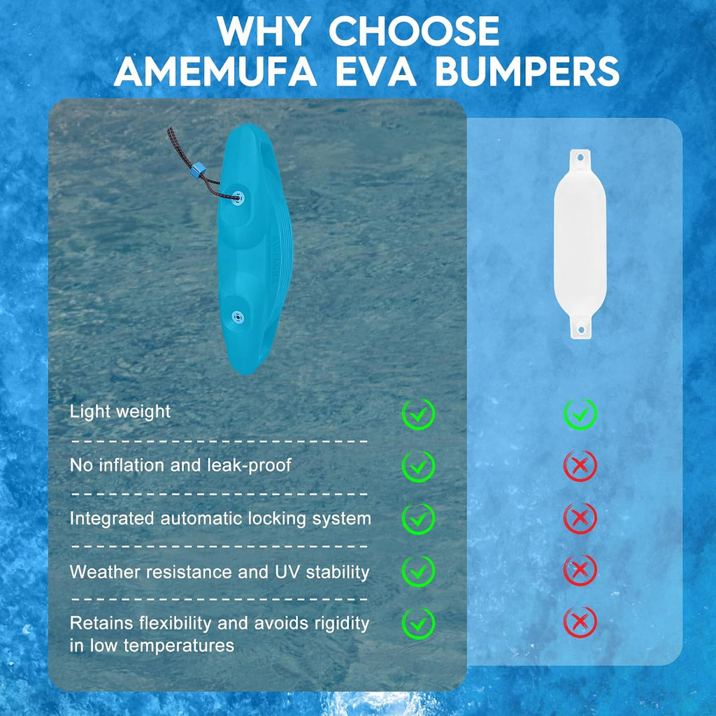 AWEMUFA Boat Fenders Easy to Install Bumper for Docking Ideal Fender for Pontoon, Bass, Jet Ski and Fishing Boats