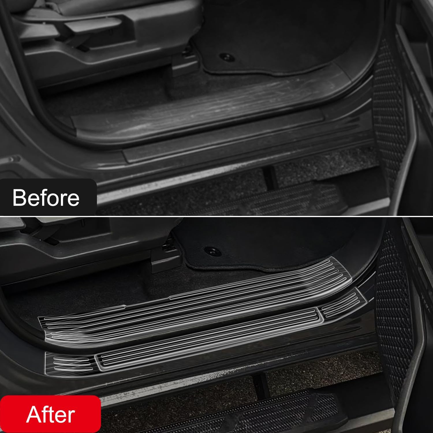 CTH for Toyota Tacoma 4-Dr 2025-2026 Car Door Sill Threshold Plate Door Pedal Door Kick Protector Cover Trim Stainless Steel Car Accessories 8pcs (Interior + Exterior, Black)
