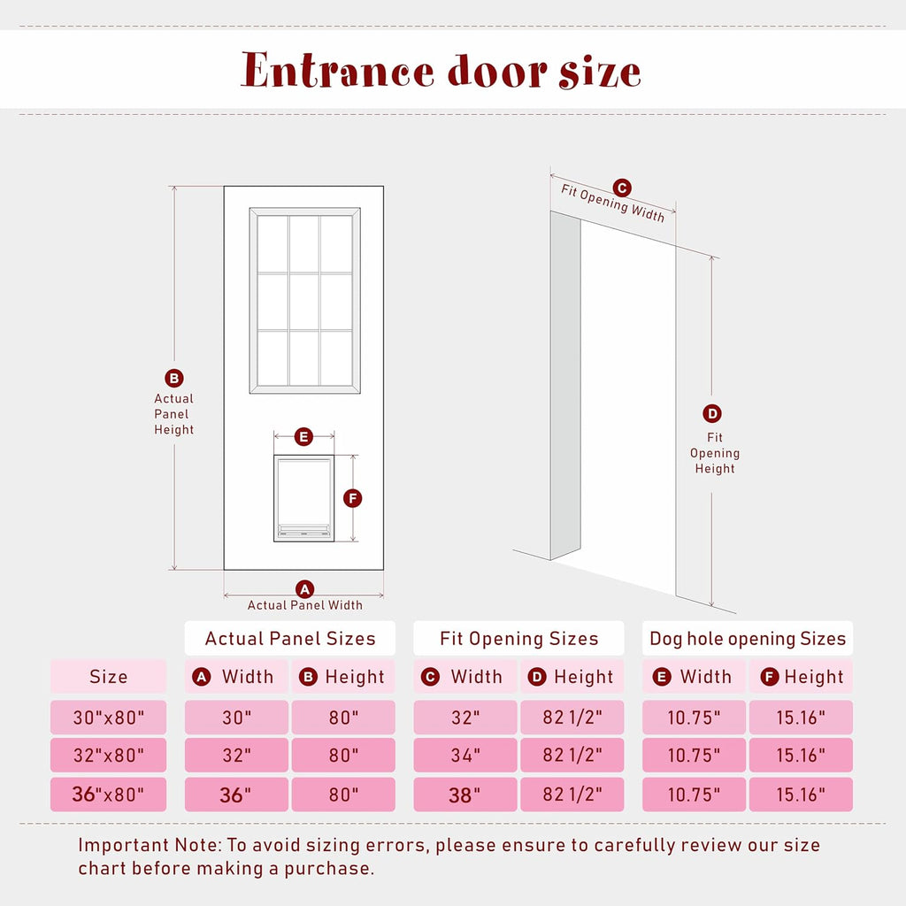 Front Door，1-Lite Exterior Door with Pet Door, Left-Handed, 30' x 80' Clear Glass Entry Door, Solid Wood & MDF Construction, Prehung Door Jamb & Threshold Hardware Kit, Waterproof Primer