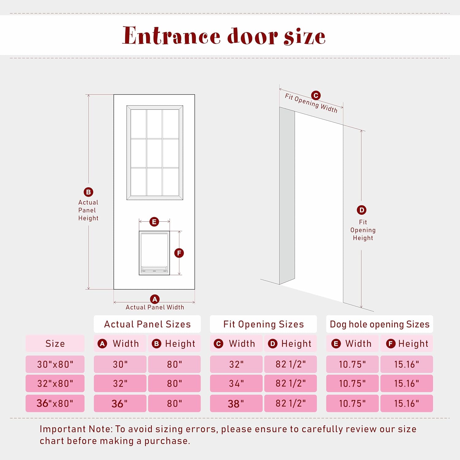 Front Door，1-Lite Exterior Door with Pet Door, Left-Handed, 30' x 80' Clear Glass Entry Door, Solid Wood & MDF Construction, Prehung Door Jamb & Threshold Hardware Kit, Waterproof Primer
