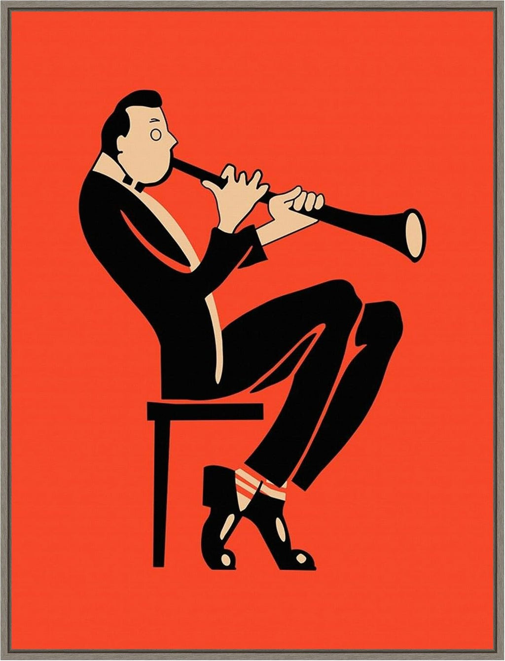 Amanti Art Framed Canvas Wall Art 30x23 The Clarinet by Mark Rogan, Framed Wall Art Canvas, Music Artwork, Country Rustic Decor, Large Poster Painting for Living Room, Bedroom, Bathroom, Kitchen,