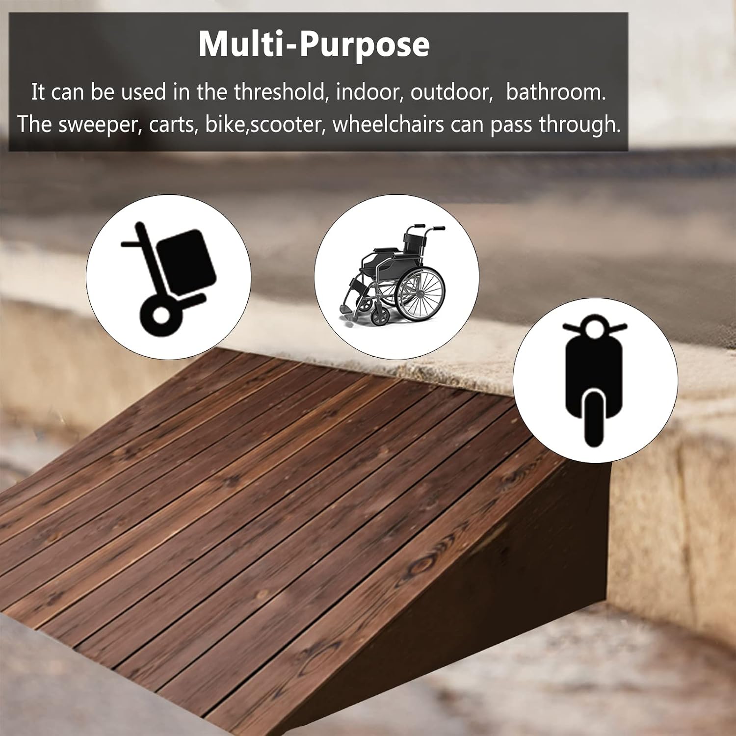 JYDQM Wheelchair Ramp Portable 550 Lbs Capacity Threshold Ramp Wood, 60/90cm Width Wheelchairs Ramps for Steps Stairs Curbs Doorways, Non-Skid Surface Rv Driveway Ramp(Size:90x50x10cm (35.4x19.7x4))