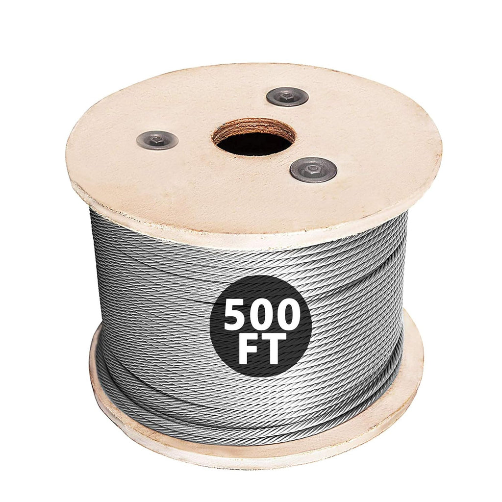 500FT 304 Stainless Steel Cable, Stainless Steel Decking Railing 3/16 inch with 7 x 19 Strand Construction, 3700lbs Breaking Strength Marine Grade for Rail, Deck, Clothesline and DIY Balustrade