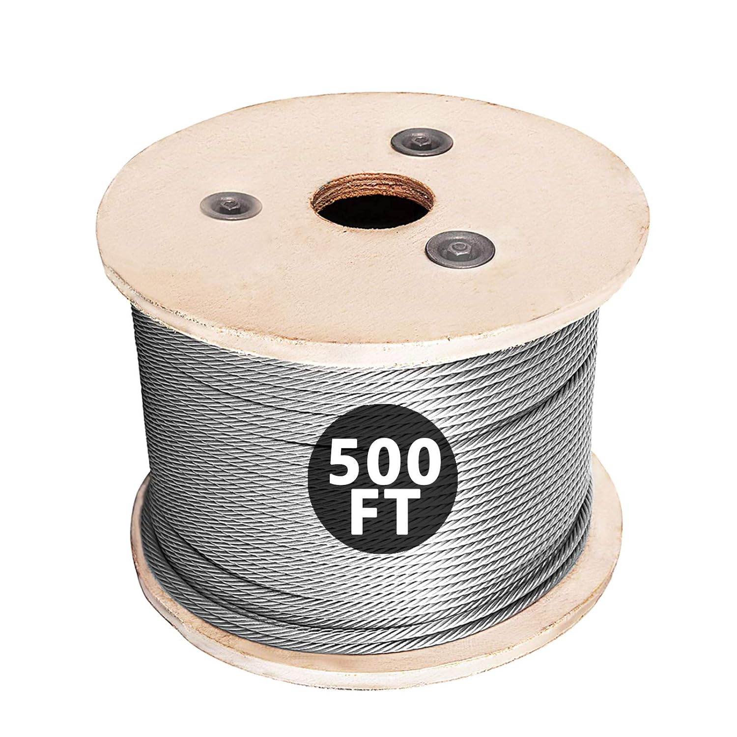 500FT 304 Stainless Steel Cable, Stainless Steel Decking Railing 3/16 inch with 7 x 19 Strand Construction, 3700lbs Breaking Strength Marine Grade for Rail, Deck, Clothesline and DIY Balustrade