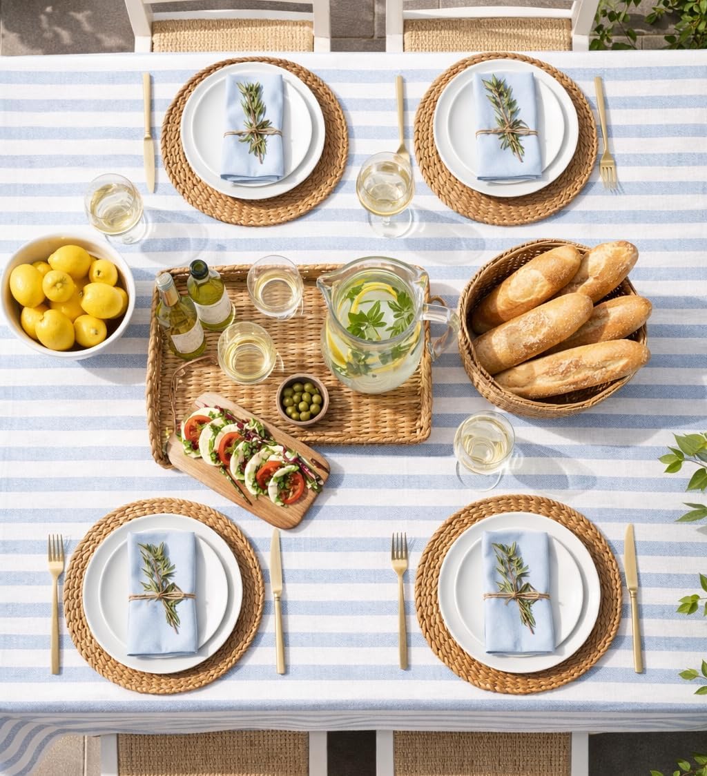 Lillian Made in Italy Cloth-Like Disposable Tablecloth for Rectangle Tables, 24 Pack – Premium Airlaid Linen-Feel Table Cover, Luxury Tablecloth for Parties, Events & Weddings, Elegant Striped Design