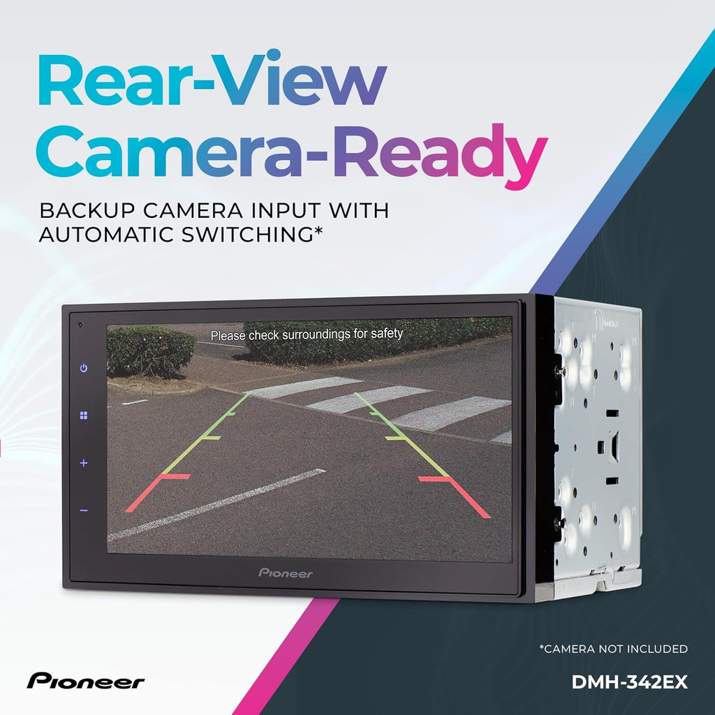 Pioneer DMH-342EX Digital Multimedia Receiver with Weblink, 6.8' Capacitive Touchscreen, Double-DIN, Built-in Bluetooth, Amazon Alexa via App, Backup Camera Compatible