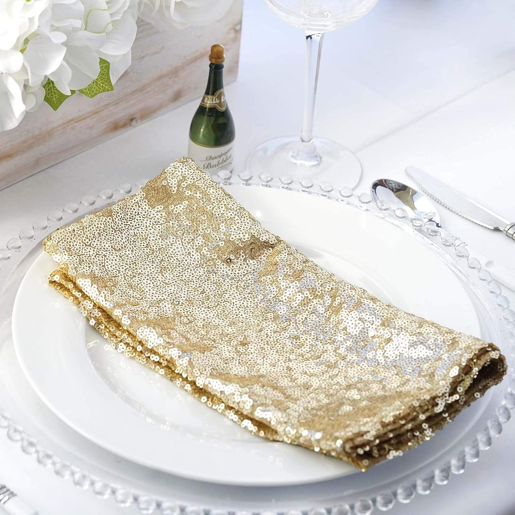50 pcs 20-Inch Champagne Sequins Napkins - for Wedding Party Restaurant Holiday Dinner