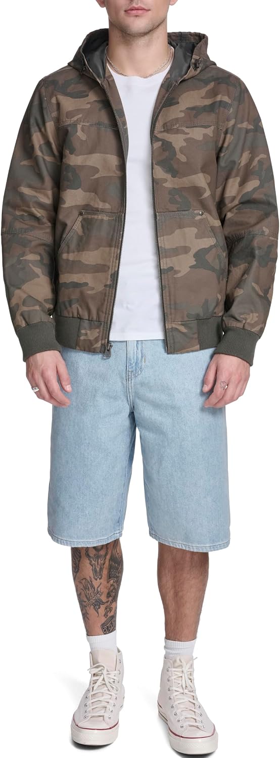 Levi's Men's Workwear Cotton Canvas Hooded Bomber Jacket