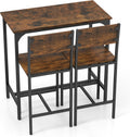 Giantex 3-Piece Bar Table and Chair Set with 2 Counter Height Bar Stools, Breakfast Nook Table Set for Small Space, Dinette, Pub, Kitchen, Apartment, Restaurant, Dining Table Set for 2 (Brown)