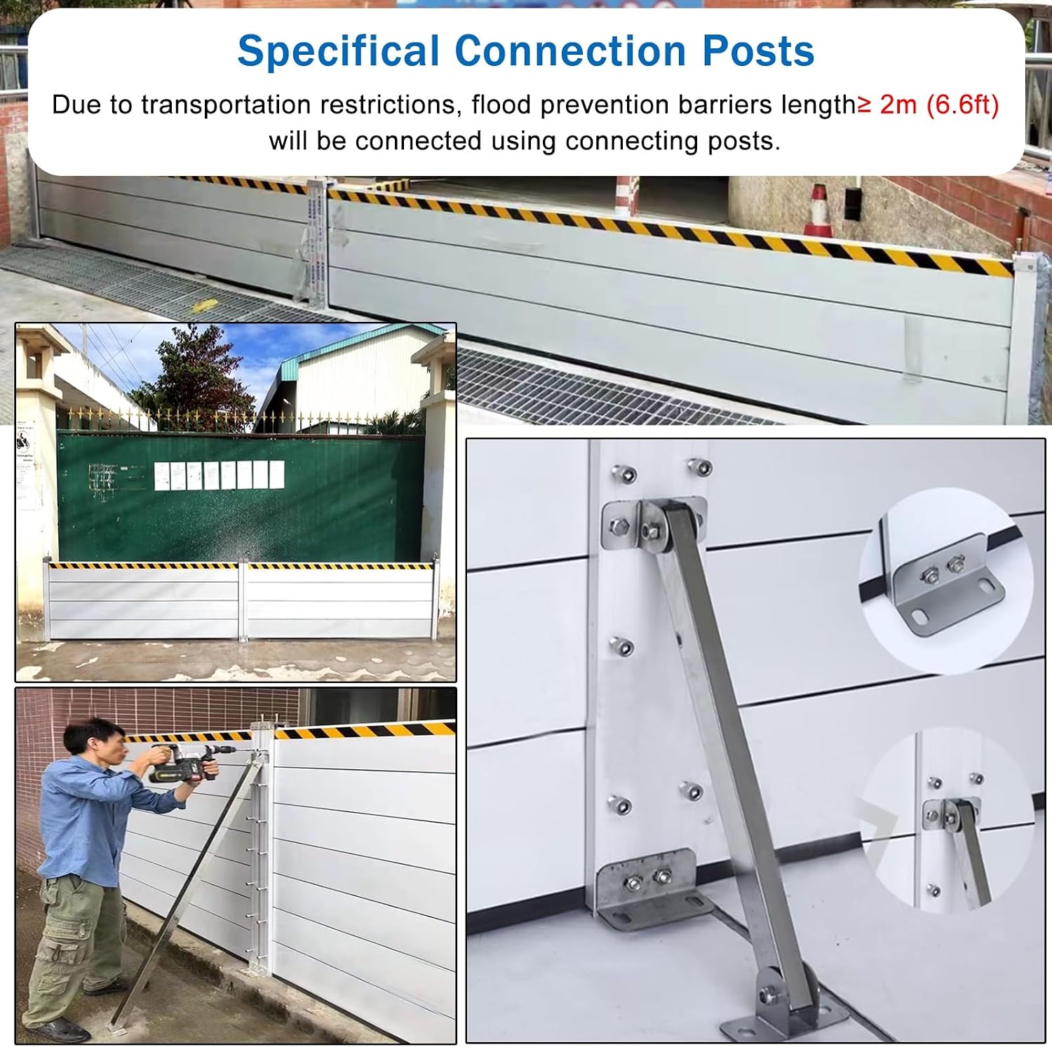 Detachable Flood Barrier Threshold Kits for Doorway, Hotel/Supermarket/Restaurant Aluminum Water Stopper Shield Reuseable, Inside Outside Wall Mount,H 15.7in (40cm)-L 1.5ft(46cm)