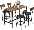 Zevemomo Dining Table Set for 4, 5-Piece Bar Table Set, Kitchen Table and Chairs, Counter Height High Top Table with 4 PU Upholstered Stools, Space-Saving Pub Table Sets for Small Space, Brown
