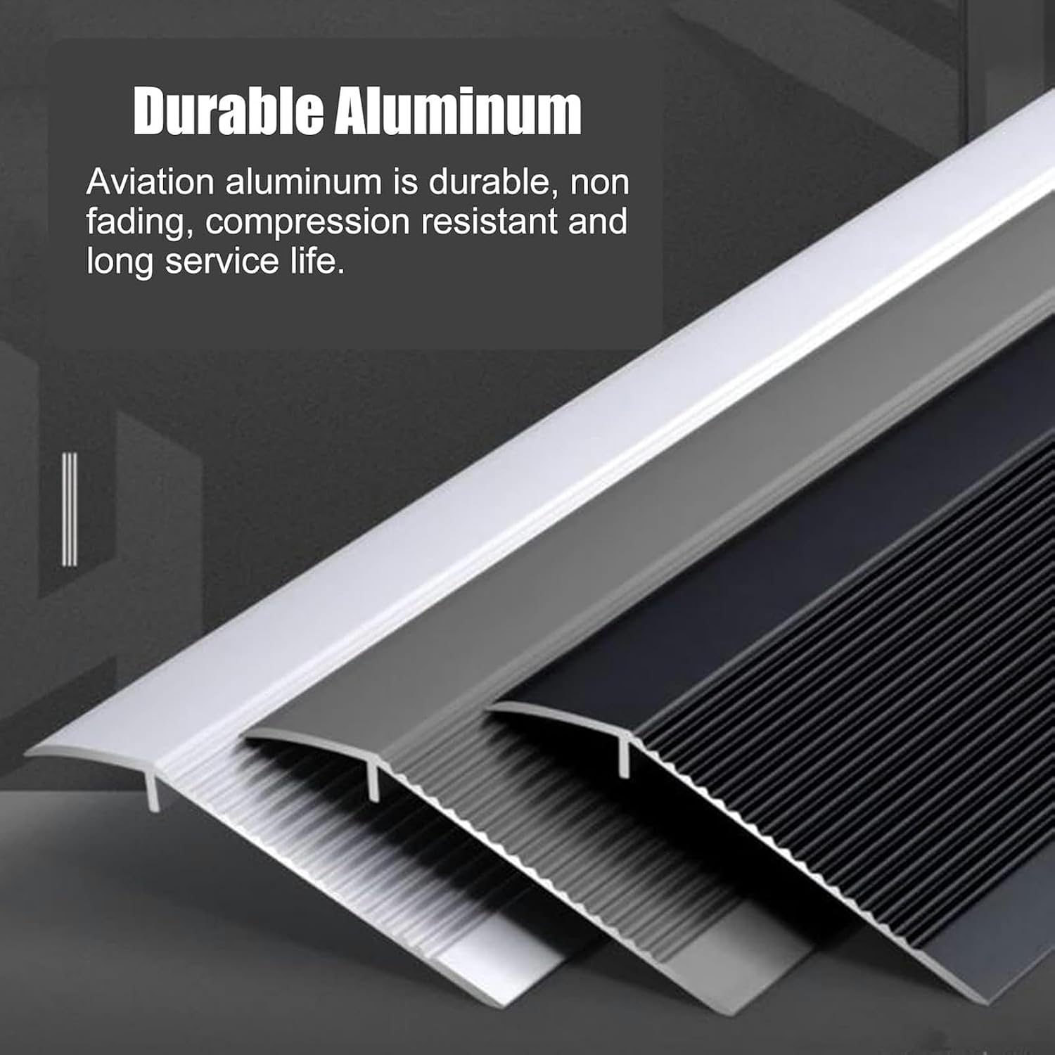 4inch Wide Threshold Floor Transition Strip Reducer Flute, Wood to Tile/Laminate to Floor Tiles, Heavy Duty Carpet Edge Strip, 90/100/110/120/130/140/150cm Long~/
