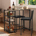 Gizoon Dining Table Set for 2 with 3 Storage Shelves, Kitchen Table and Chairs for 2 with Pu Cushion Chairs & Thick Wood Top, 3 Piece Dining Table Set for Small Space, Apartment - Grey