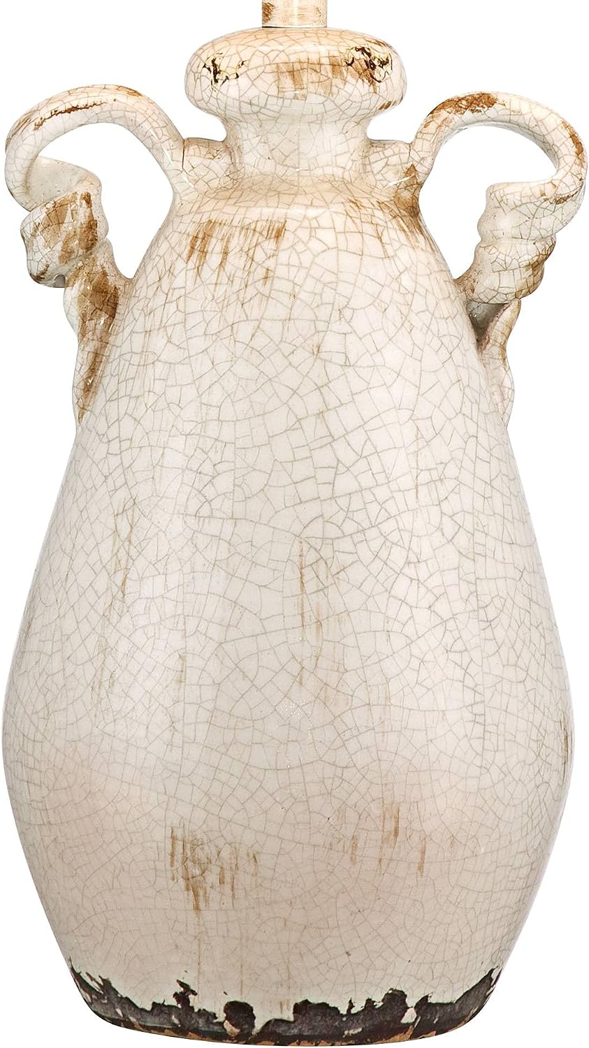 Regency Hill Isabella Country Cottage Core Jar Accent Table Lamp Rustic 27' Tall Ivory Ceramic Milk Crackle Beige Bell Shade Decor for Living Room Bedroom House Bedside Reading (Colors May Vary)