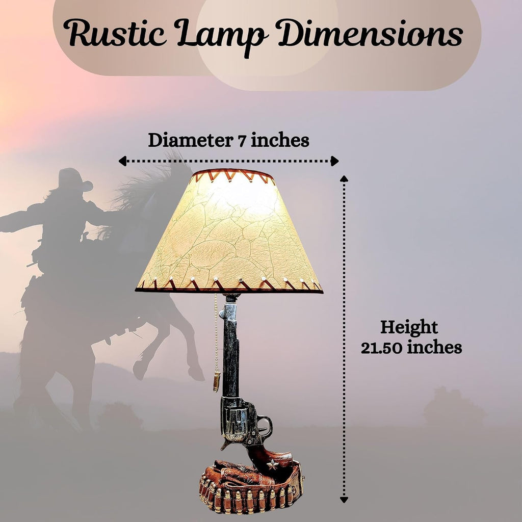 BestGiftEver Set of 2 Old Western Style Six Shooter Revolver Lamps - Rustic Table Lamps for Living Room, Bedroom - Perfect for Man Cave Decor, Lodge, and Western Cowboy Enthusiasts