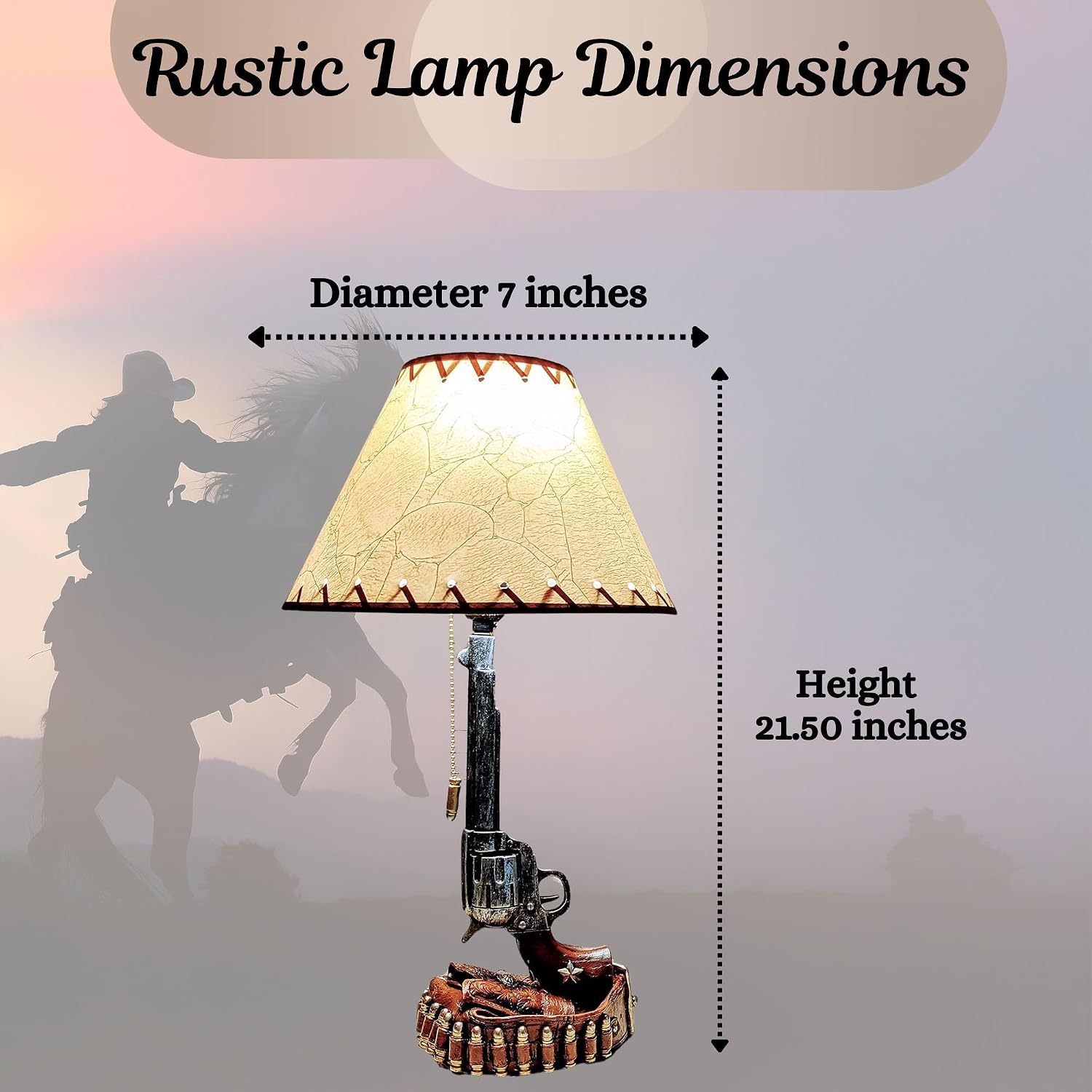 BestGiftEver Set of 2 Old Western Style Six Shooter Revolver Lamps - Rustic Table Lamps for Living Room, Bedroom - Perfect for Man Cave Decor, Lodge, and Western Cowboy Enthusiasts