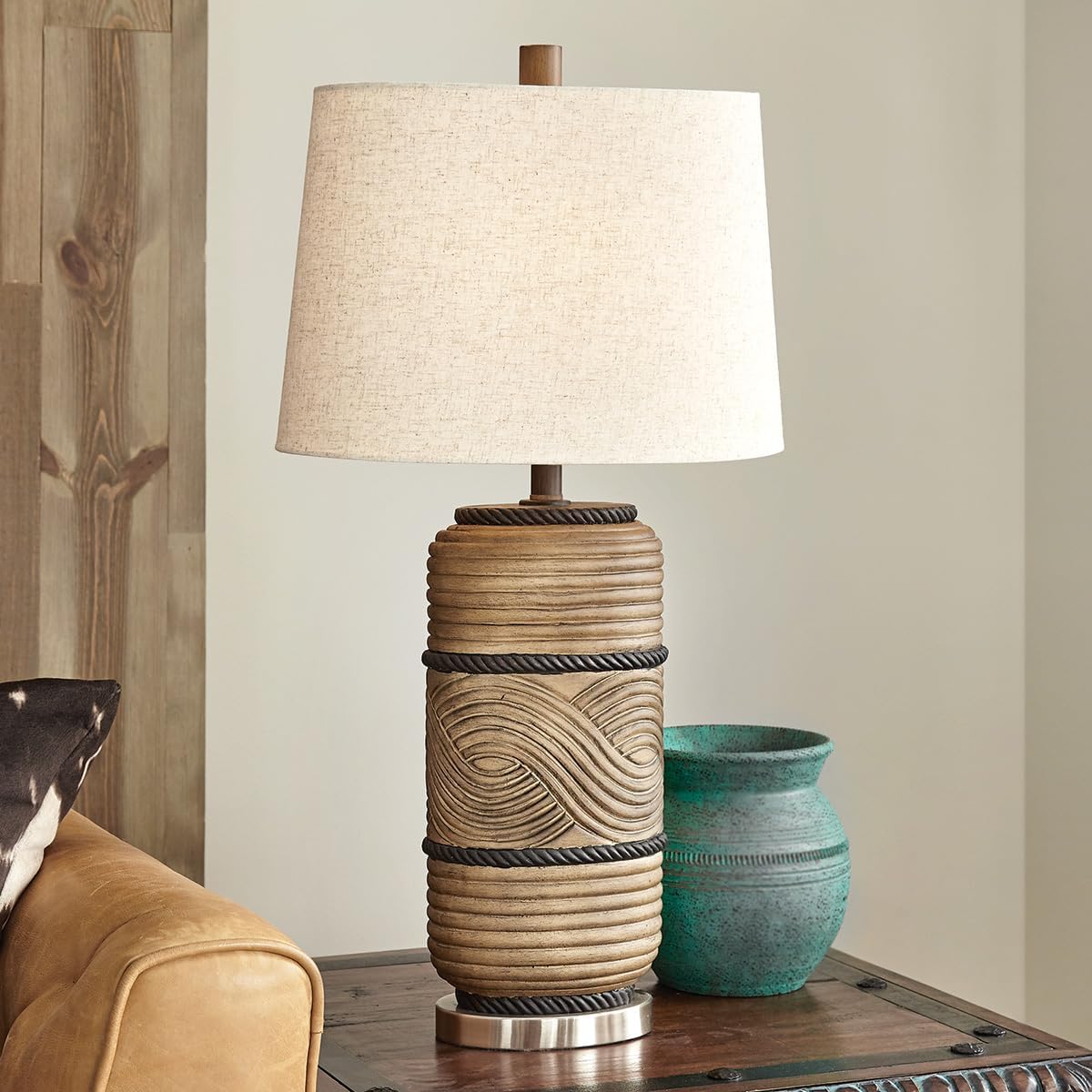 BLACK FOREST DECOR Western Elegance Table Lamp Rustic Resin Accent Lamp with Textural Detail Western Style Lighting for Lodge Ranch or Cabin Living Spaces