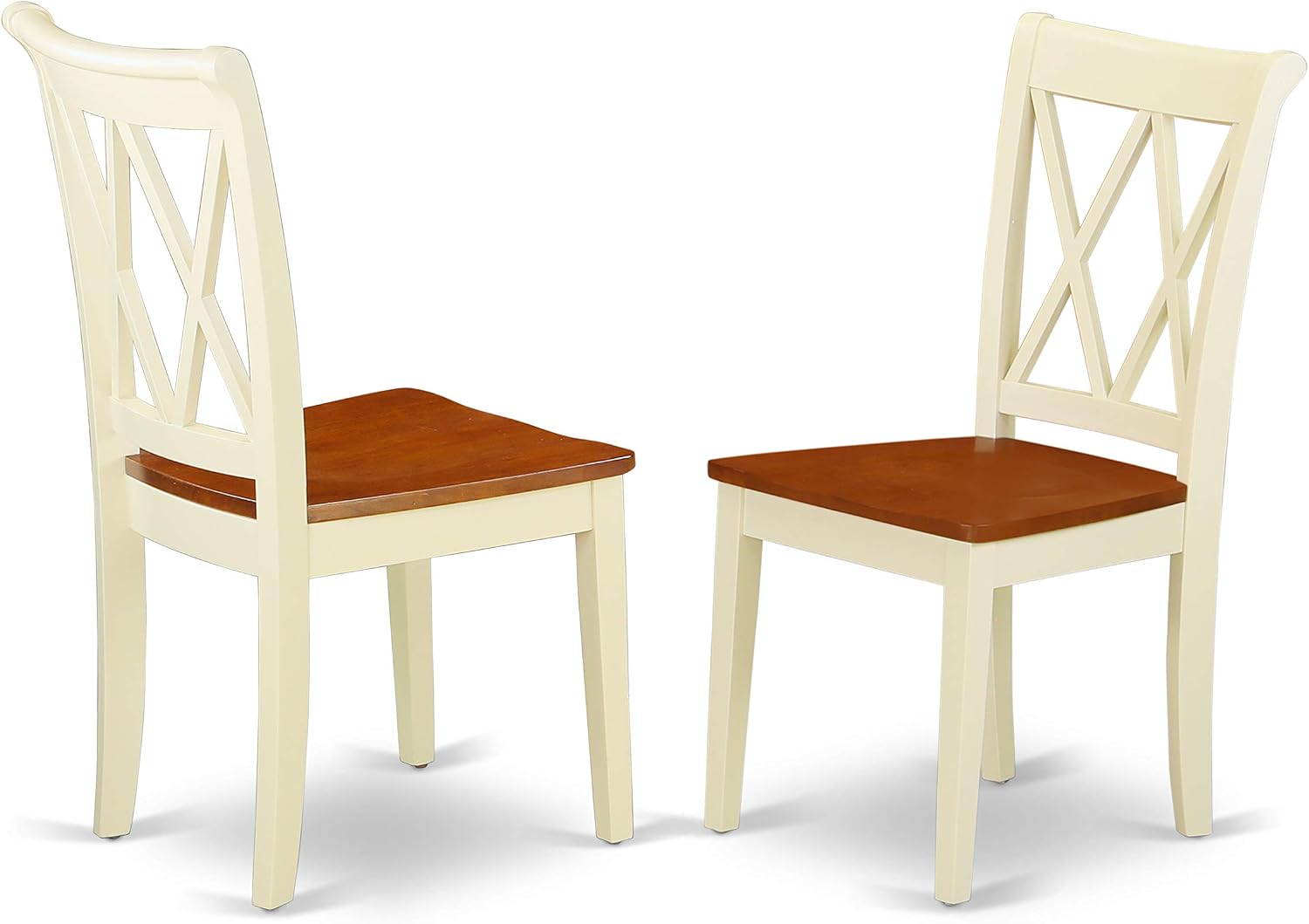 East West Furniture ANCL3-BMK-W 3 Piece Dining Table Set for Small Spaces Contains a Round Kitchen Table with Pedestal and 2 Dining Chairs, 36x36 Inch, Buttermilk & Cherry