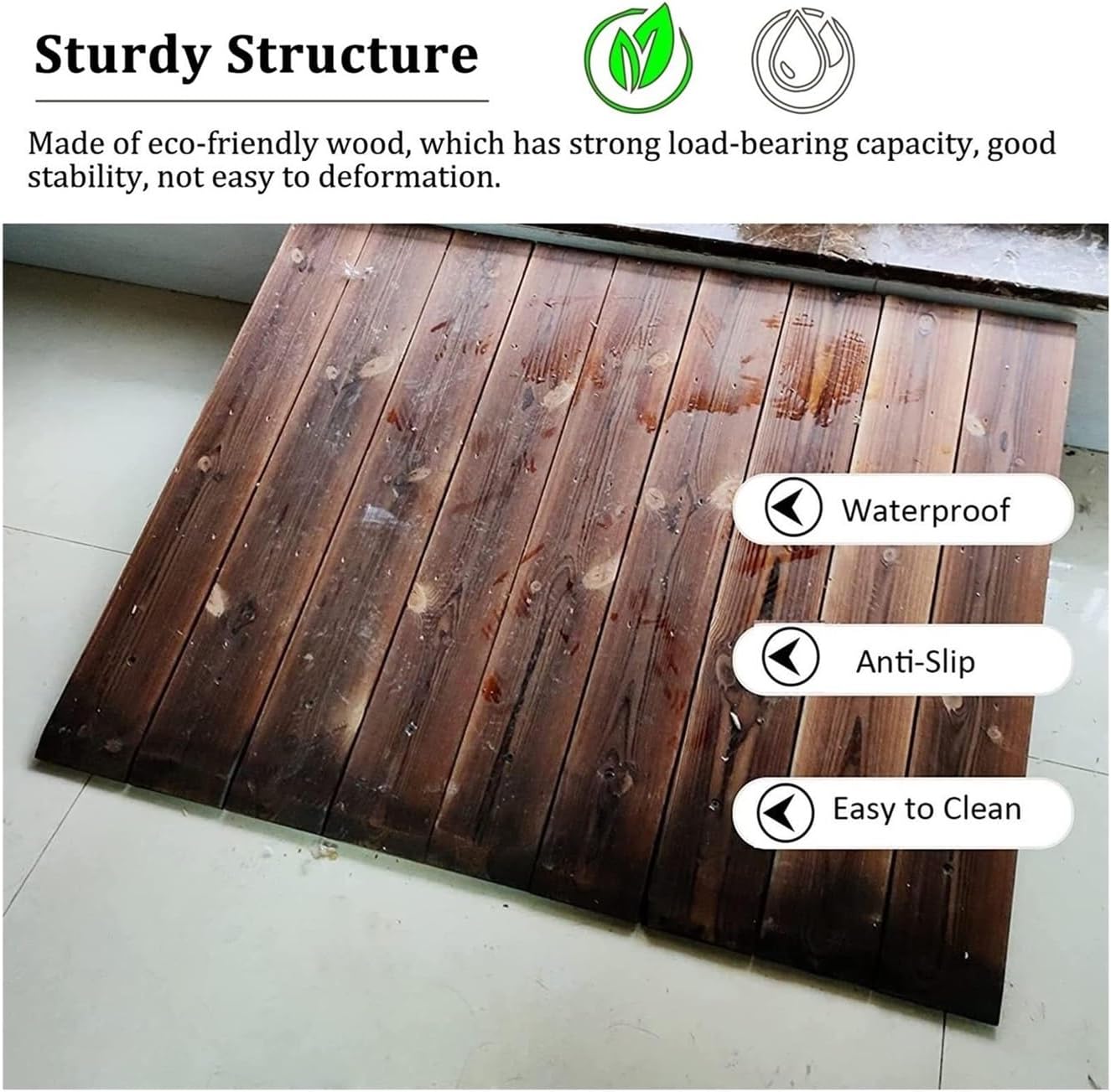 Wooden Threshold Ramp, 4/7/8/10 Inch Rise Non-Slip Loading Ramp for Wheelchair/Bike/Scooter, Portable Curb Ramp for Steps/Car/Doorway(23.6x27.6x7.9in)