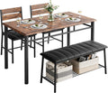 IRONCK Dining Table Set for 4, Kitchen Table with Upholstered Bench and 2 Chairs, Kitchen Table and Chairs Set for Small Space, Apartment, Rustic Brown