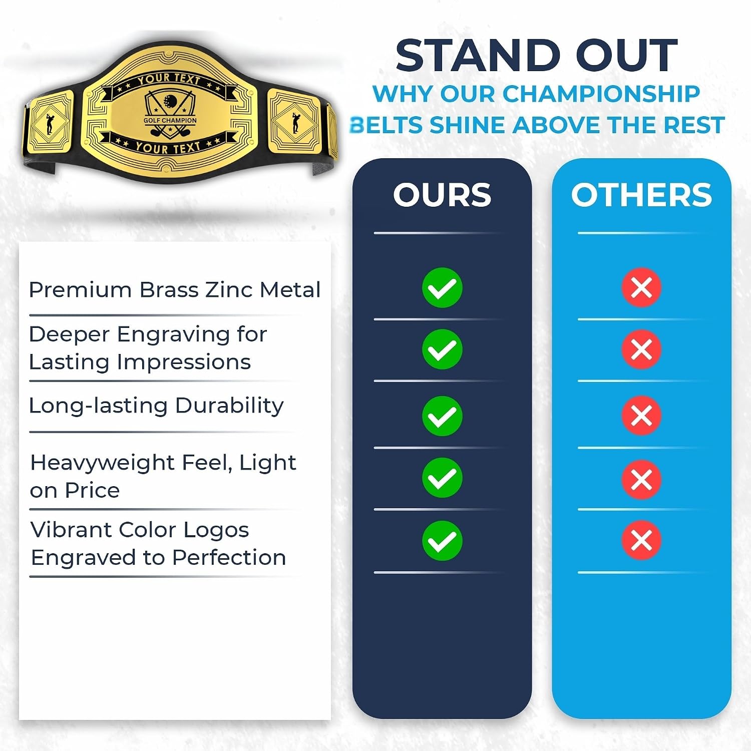 HANDSY Customized Golf Championship Belt - Ultimate Golf Trophies and Awards - Perfect for Golf Champions and Tournament Prizes