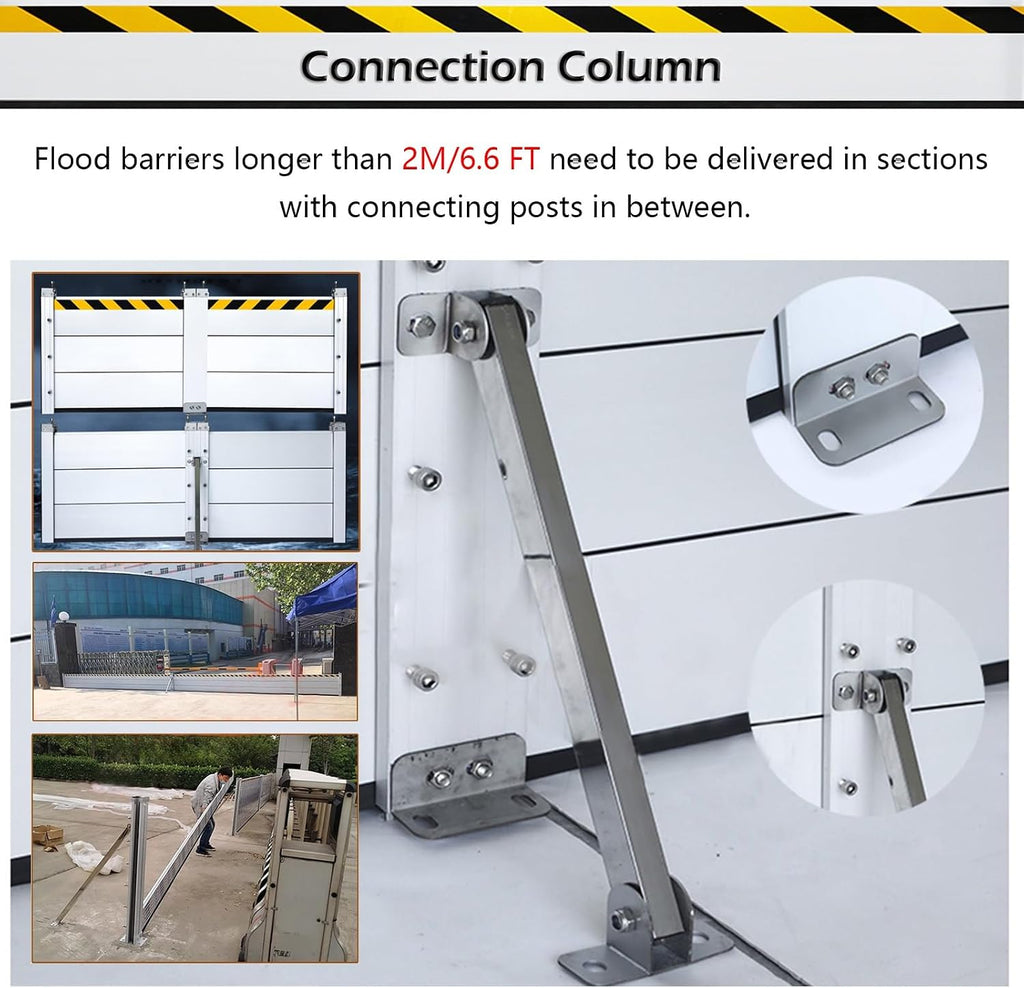 High Flood Control Baffle Reusable Aluminum Garage Door Water Barrier Threshold, Basement Doorway Flood Protection Barriers 2 4 6 8feet 10 12 14 16ft, Water Stopper Guard/ Flood Baffle Panel Shield(Si