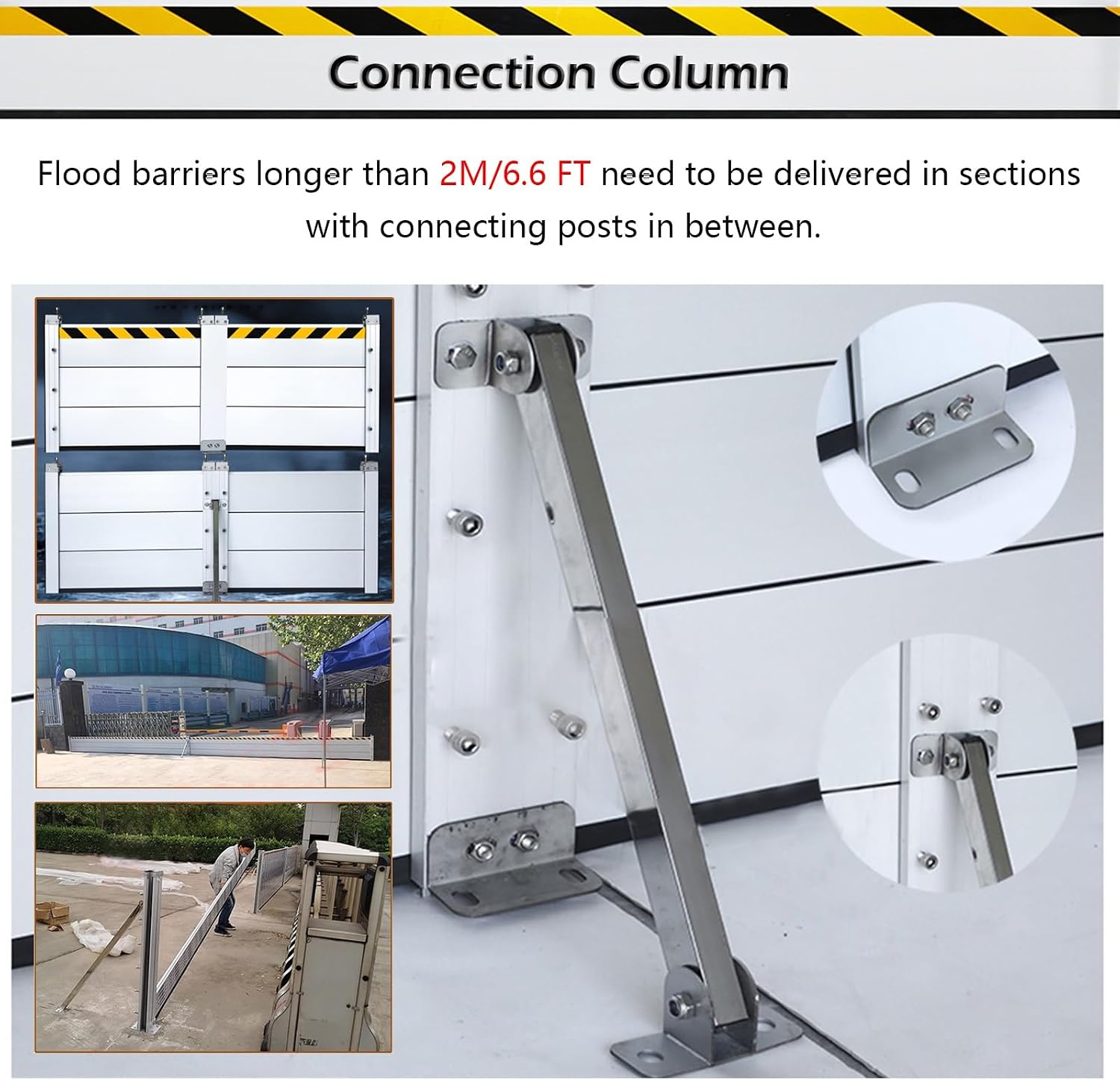 High Flood Control Baffle Reusable Aluminum Garage Door Water Barrier Threshold, Basement Doorway Flood Protection Barriers 2 4 6 8feet 10 12 14 16ft, Water Stopper Guard/ Flood Baffle Panel Shield(Si