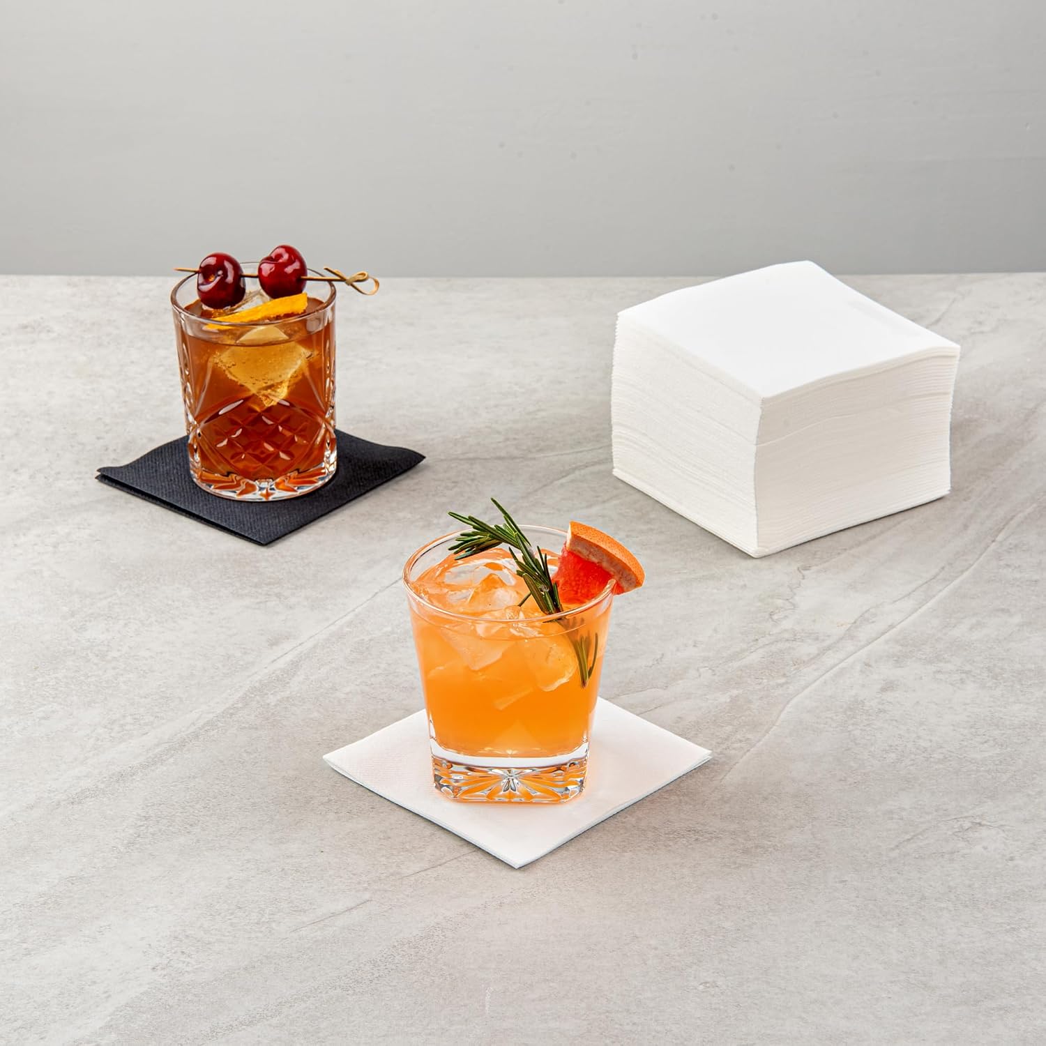 Restaurantware Luxenap 9.5 X 9.5 Inch Linen-Feel Cocktail Napkins 1600 Paper Napkins - ¼ Fold Air-Laid White Paper Table Napkins Disposable For Kitchens And Tables