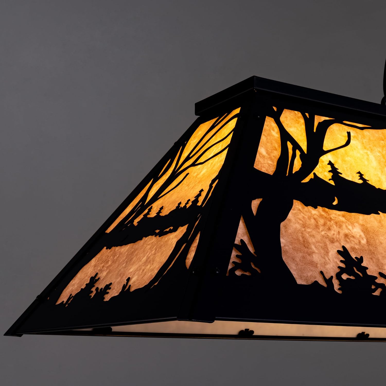 Wellmet Tiffany Pool Table Light 59 inch, 5 Lights Rustic Deer Chandelier for Kitchen Island, Cabin, Billiards Table Lamp, Farmhouse Chandelier for Country, Wild West Style