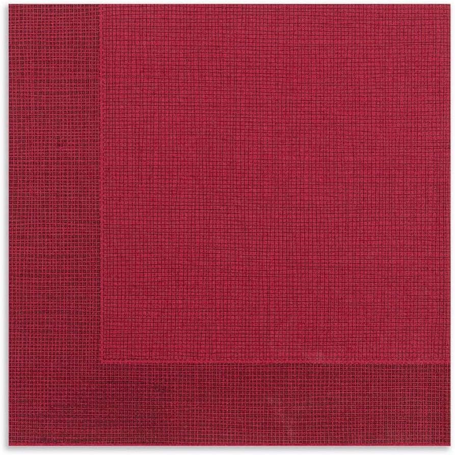 Restaurantware Luxenap 15.75 Inch Disposable Napkins 600 Soft Linen Like Napkins - Absorbent Air Laid Bordeaux With Black Threads Paper Cloth Like Napkins Pre-folded For Dinner Party Guests