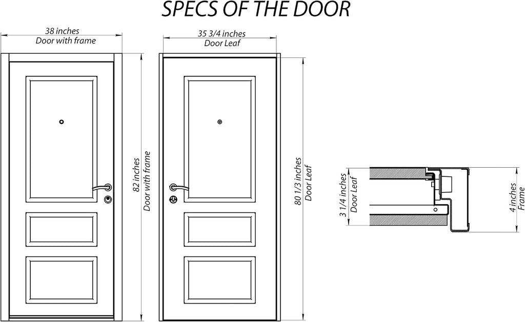 VDOMDOORS Modern Steel Front Exterior Door 36 x 80 inch | Prehung Insulated Security Entry Door with Frosted Glass Insert, Painted Gray Graphite, Right-Hand Inswing