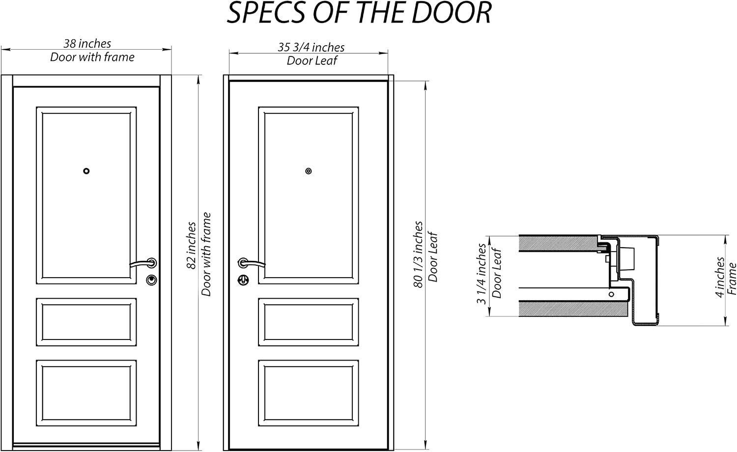 VDOMDOORS Modern Steel Front Exterior Door 36 x 80 inch | Prehung Insulated Security Entry Door with Frosted Glass Insert, Painted Gray Graphite, Right-Hand Inswing
